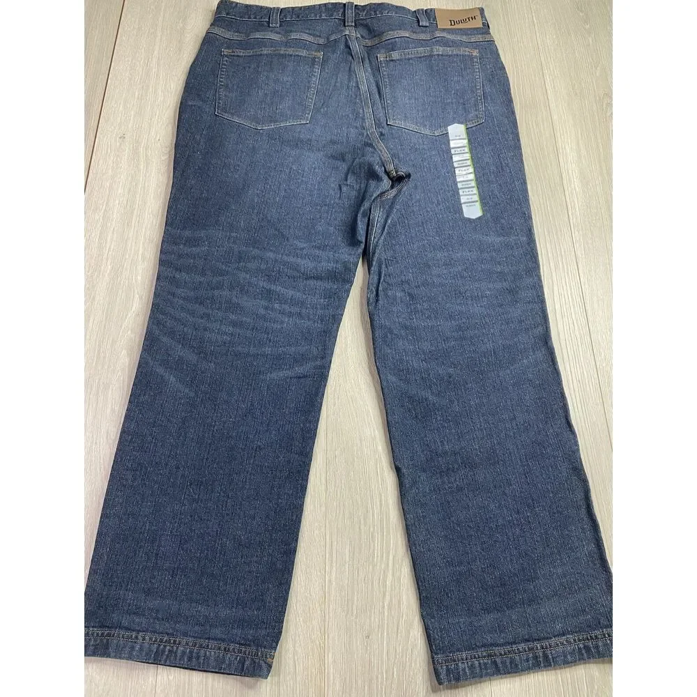 Duluth Trading Jeans Mens 40x30 Blue Flex Ballroom Relaxed Straight Stretch Work